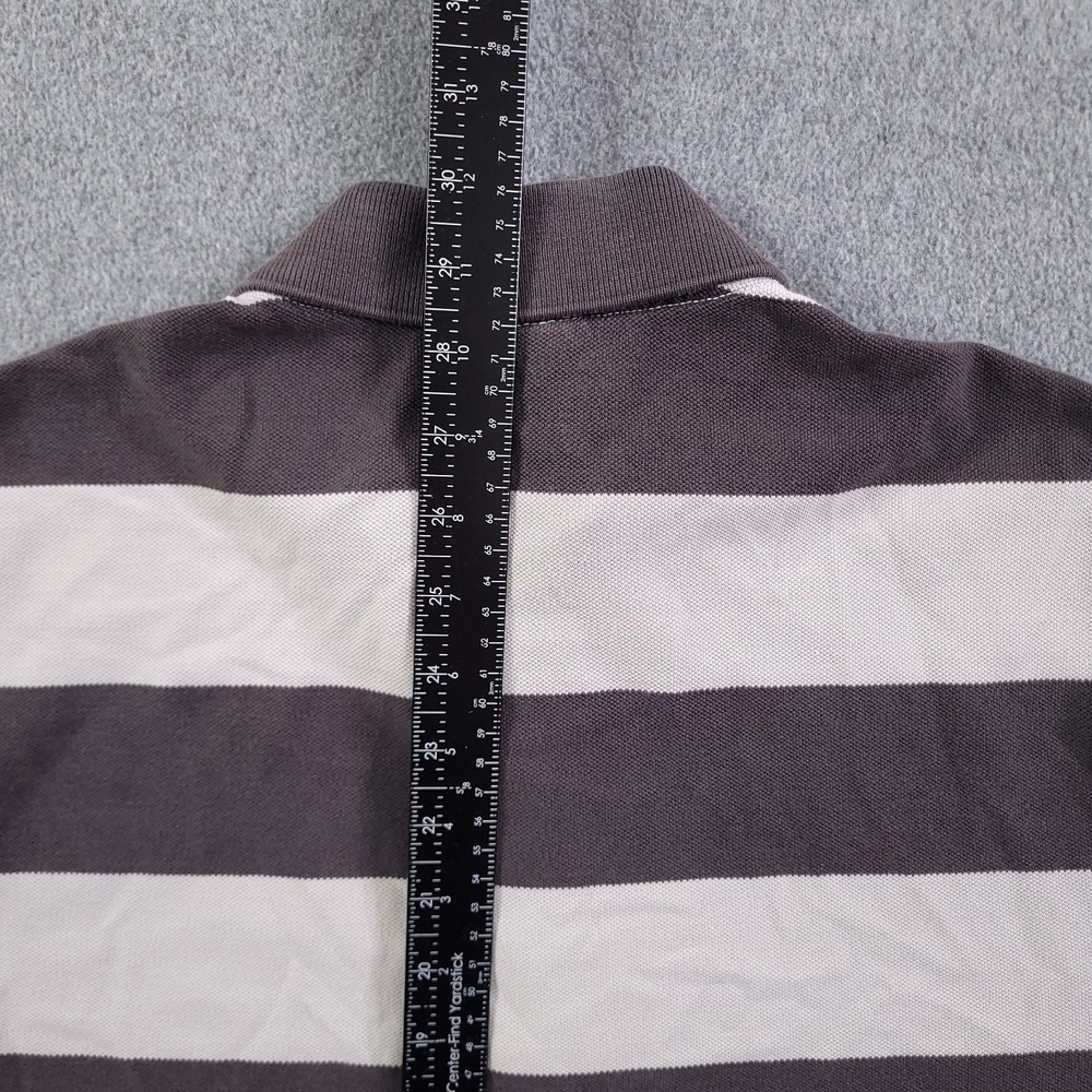 Lacsote Polo Shirt Mens L 5 Vintage Washed Gray White Stripe Gator Logo Pique - Picture 9 of 10